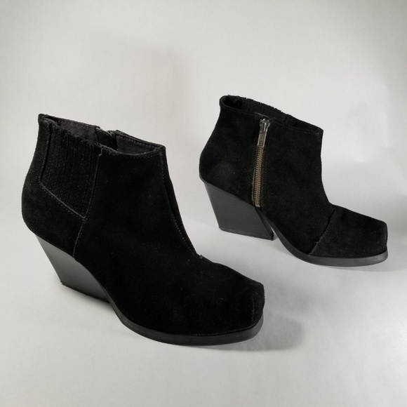 Cheap Monday Black Suede Angle Heel Ankle Boots - Picture 1 of 8